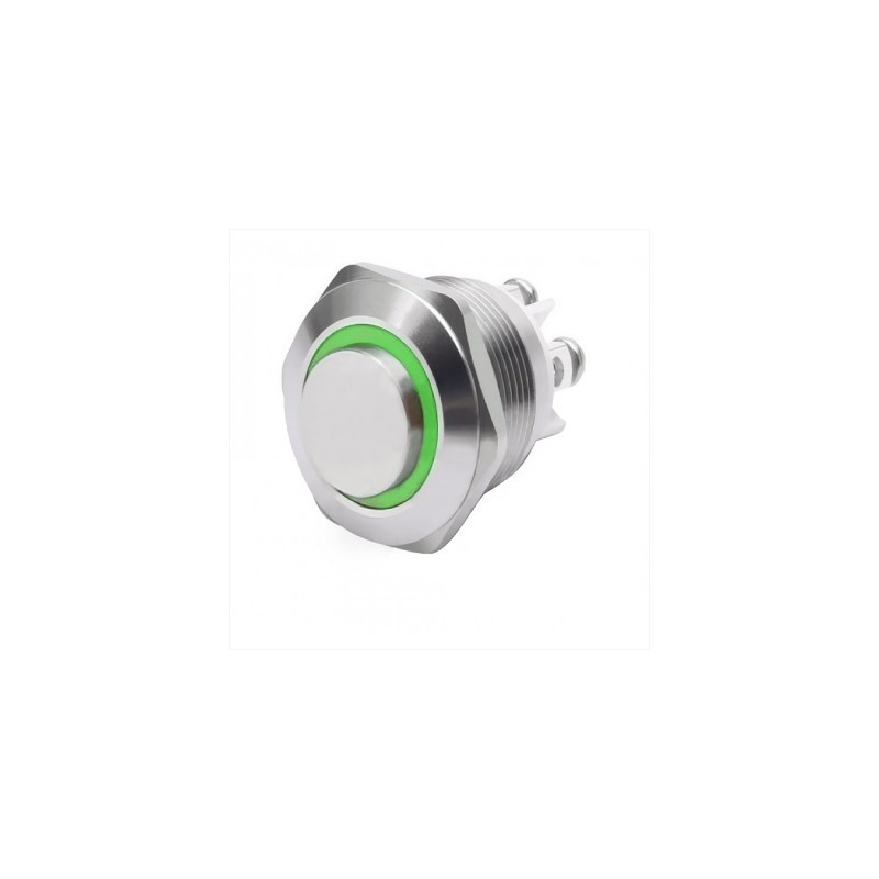 Pulsante antivandalo NA diametro16MM luminoso verde 24V IP65