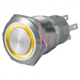 Pulsante antivandalo 1NA+1NC 22MM luminoso Giallo 24V IP65