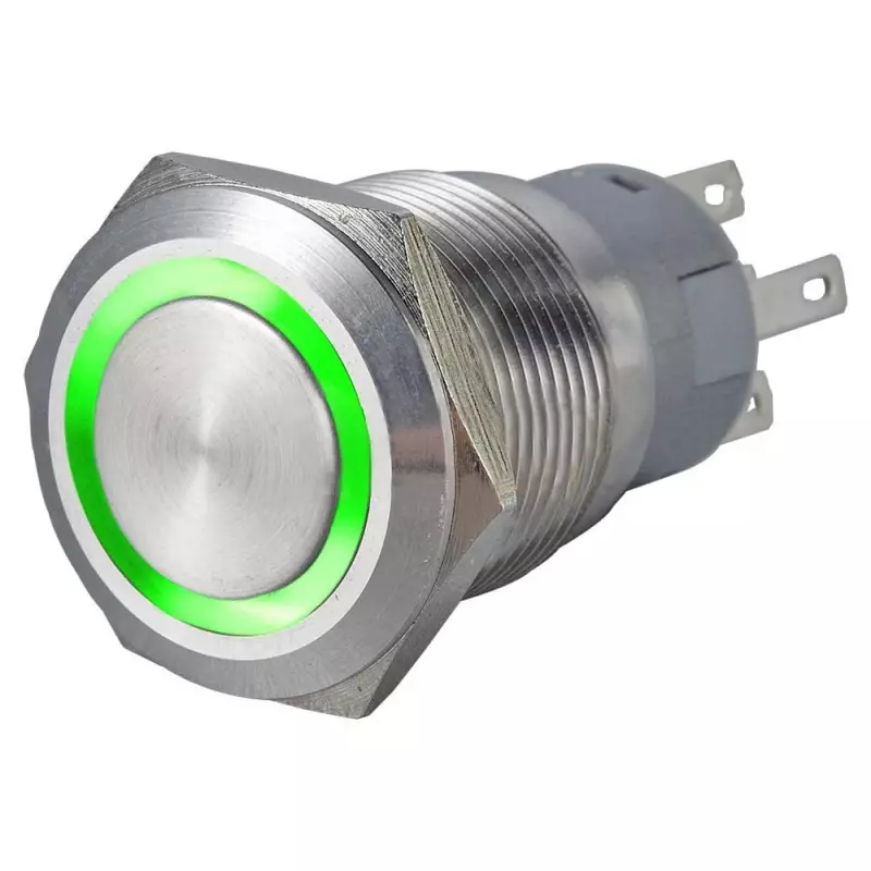 Pulsante antivandalo 2NA+2NC 25MM luminoso Verde 24V IP65 Pulsante antivandalo 2NA+2NC 25MM luminoso Verde 24V IP65