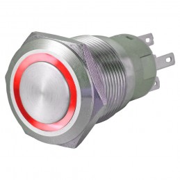 Pulsante antivandalo 2NA+2NC 25MM luminoso Rosso 24V IP65