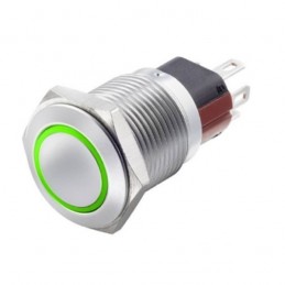 Interruttore antivandalo 1NA+1NC 16MM luminoso verde 24V IP65