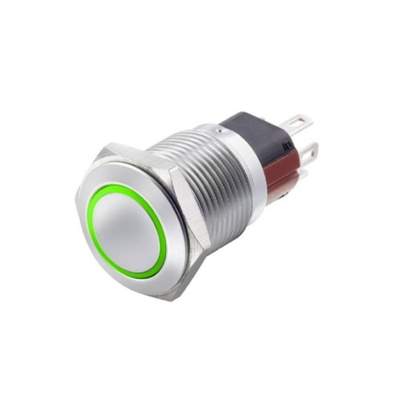 Interruttore antivandalo 1NA+1NC 16MM luminoso verde 24V IP65