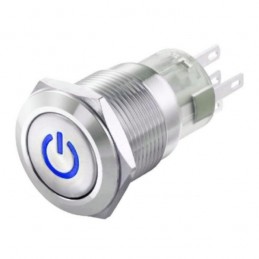 Interruttore antivandalo 19MM luminoso 12V blu IP65 0 - I