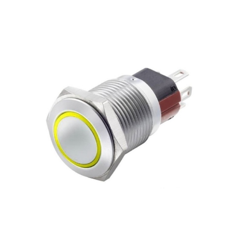 Interruttore antivandalo 19MM luminoso 24V giallo IP65 1NA+1NC