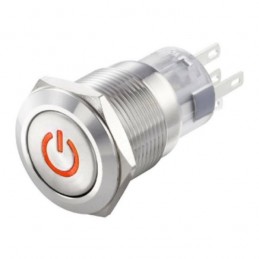 Interruttore antivandalo 19MM luminoso 24V rosso IP65 0 - I