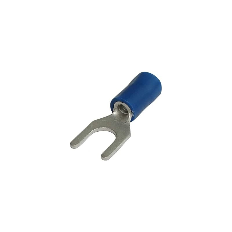 Capicorda a forchetta blu in rame stagnato preisolato 2,5 mmq foro 4mm