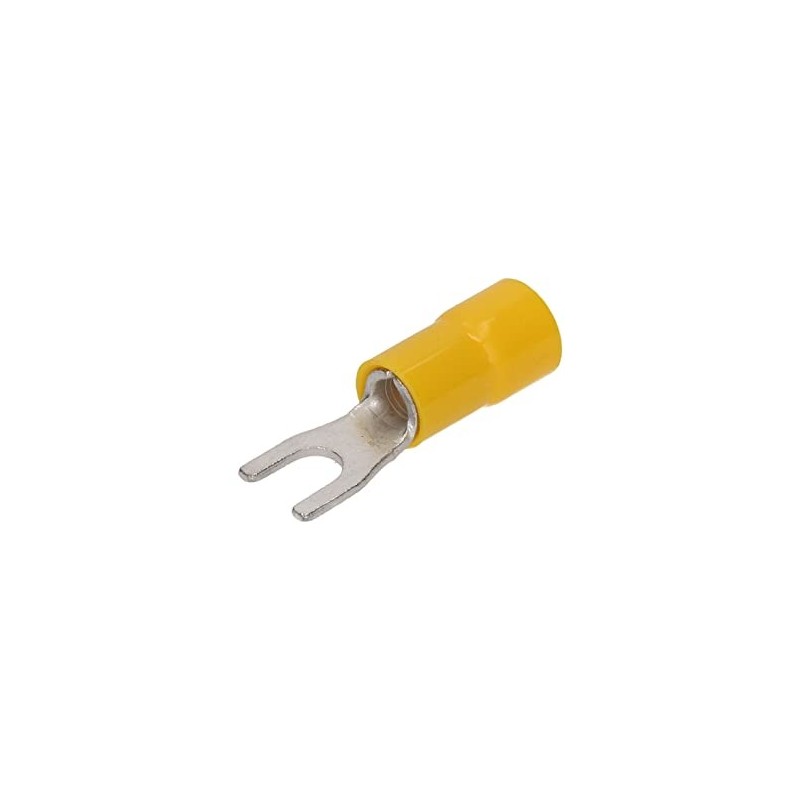 Capicorda a forchetta giallo in rame stagnato preisolato 6 mmq  foro 4mm